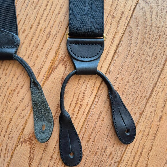 L'Aiglon France Elastic Black Floral Garden Embossed suspenders CAS Germany - Picture 8 of 15